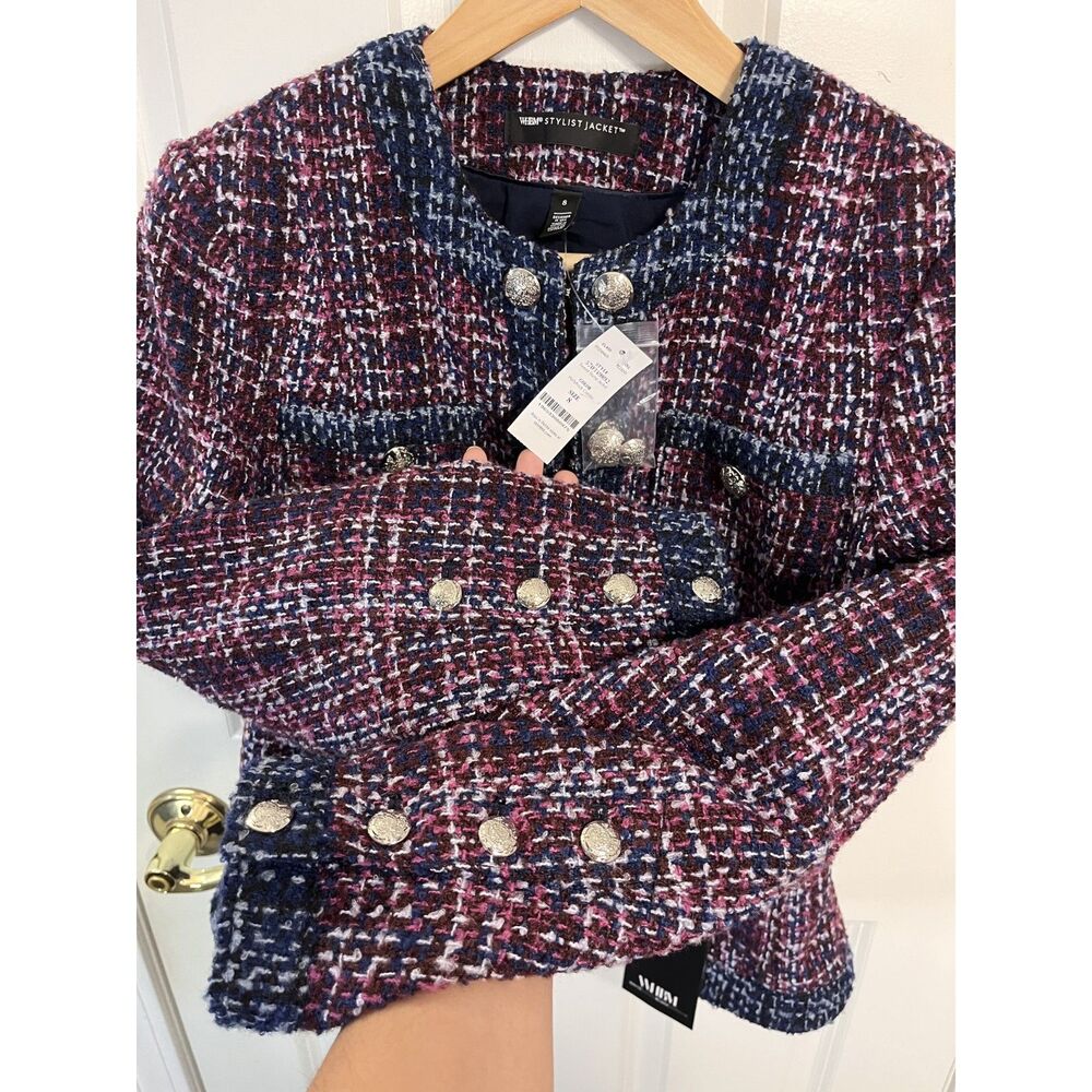 White House Black Market Tweed Stylist Jacket in Hollyhock Combo Size 8 - NWT - Picture 6 of 8